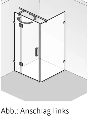 HSK Aperto Pur Drehtür pendelbar an Nebenteil mit Seitenwand, AOP.123 AOP.123