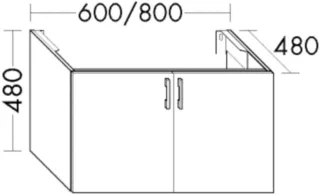 Burgbad Waschtischunterschrank Sys30 PG1 Aqua 480x600x480 Tectona Dekor Zimt, WUYG060F3423 WUYG060F3423