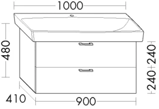 Burgbad Waschtischunterschrank zu Keramik-Waschtisch Sys30 PG4 Sana 480x900x410 Weiß Hochglanz, WVME WVME090F3359