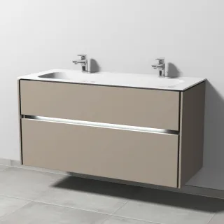 Sanipa Twiga Keramik-Set Finion mit 2 Auszügen und LED-Beleuchtung, Sandgrau-Matt, SL27467 SL27467