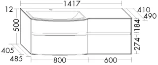 Burgbad Keramik Waschtisch-Set rc40 Solitaire Matt Anthrazit Matt/Schwarz Matt, SGAA142RF4513C0038 SGAA142RF4513C0038
