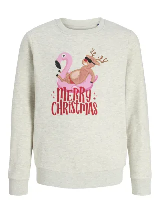 JACK&JONES - JJCHRISTMAS SWEAT CREW NECK JNR white melange - Gr. - 164