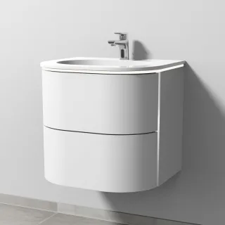Sanipa 4balance Keramik-Set mit 2 Auszügen und LED-Beleuchtung, Weiß-Matt, DL41101 DL41101