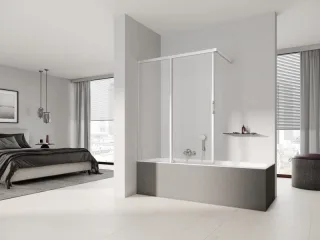 Kermi Gleittür LIGA H2L 1000x1500 BV: 975-1000, silber hochglanz ESG klar LIH2L10015VAK