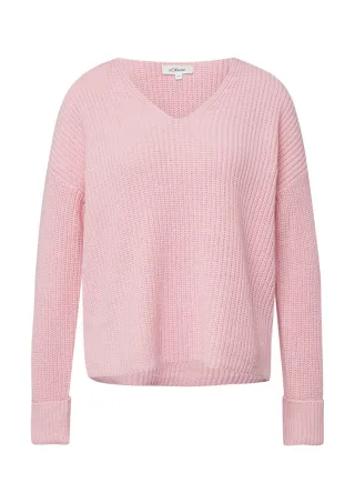 s.Oliver Red Label - Softer Pullover mit V-Ausschnitt im Relaxed Fit pink - Gr. - 32