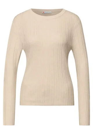 Street One - Pullover mit Rippstruktur beige - Gr. - 36