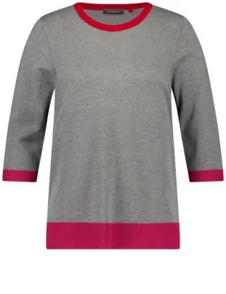 SAMOON - Pullover mit 3/4 Arm grau - Gr. - 46
