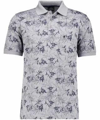 RAGMAN - Softknit-Polo Alloverprint silbergrau - Gr. - XXL