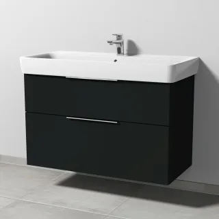 Sanipa 3way Waschtischunterbau zu Geberit Renova Plan Waschtisch mit 2 Auszügen, Vulkan-Matt UP8811V