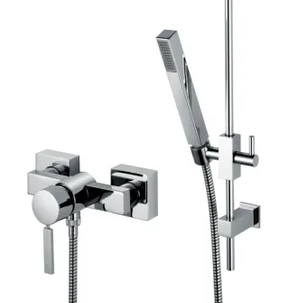 KAJA-B-Quadrat EH Brausebatterie, chrom ohne Wandstangen-Set  60610-C