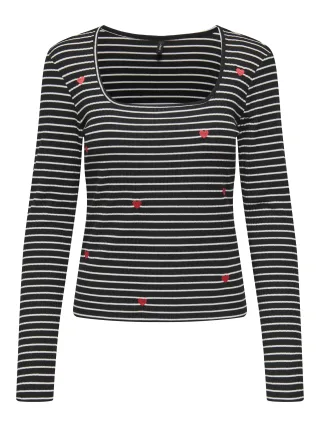 ONLY - ONLEMMA STRIPED W. HEARTS L/S CS JRS Black - Gr. - S