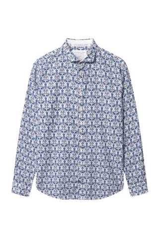 Colours & Sons - Hemd gemustert - Pineapples blau/weiß - Gr. - XXL