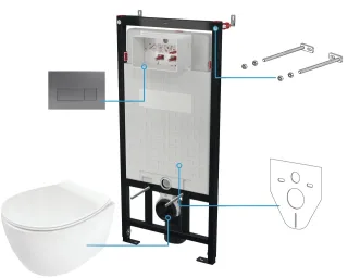 Neuesbad Serie 600 Wand-WC Set inkluisve Sitz + Spülkasten inklusive Betätigungsplatte Titanium NB1CDLT6ZPW1