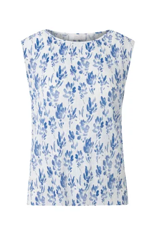 Rich & Royal - printed crinkle top recycled cotton blue - Gr. - L