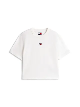 Tommy Hilfiger - Cropped T-Shirt weiß - Gr. - L