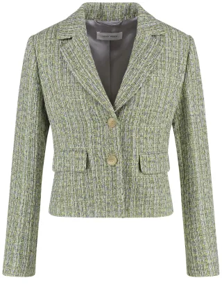GERRY WEBER Collection - Blazerjacke in Bouclé-Optik lime indigo patterned - Gr. - 48