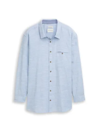 Tom Tailor - Plus Size - Regular Fit Hemd mit Turn-Up-Funktion blue petrol structure - Gr. - 3XL