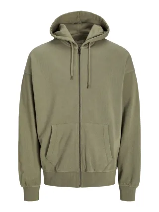 JACK&JONES - JJECHARGE FADED SWEAT ZIP HOOD NOOS silver sage - Gr. - S