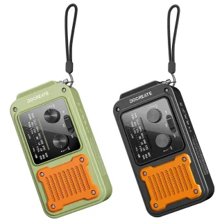 Docreate ER-64P Portable Solar Radio 7-in-1 Hand Crank Flashlight Power Bank Compass NOAA Weather Alert Emergency Charge