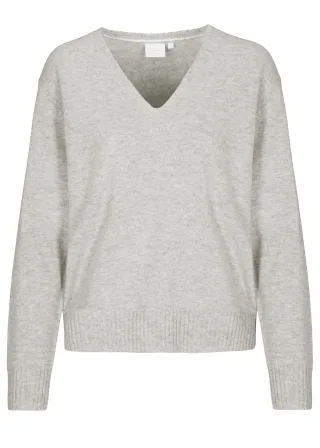 THE FASHION PEOPLE - Merino V-Neck cloud grey mel. - Gr. - XL
