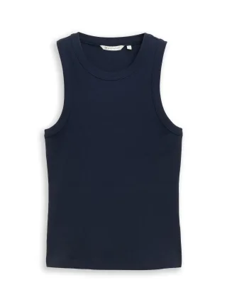 Denim Tom Tailor - Slim Fit Top mit Rippstruktur sky captain blue - Gr. - XL