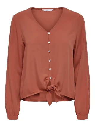 ONLY - ONLNANCY LIFE L/S TIE SHIRT WVN hot sauce - Gr. - 40