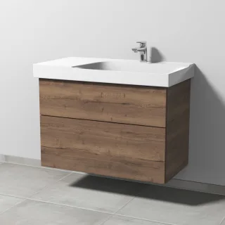 Sanipa 3way Waschtischunterbau zu Geberit Xeno2 Waschtisch mit 2 Auszügen, Eiche-Tabak SM66350