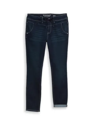 Tom Tailor - TTMAYA TAPERED Stretch Jeans mit Kordelzug rinsed blue denim - Gr. - 31/30