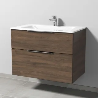 Sanipa 3way Glas-Set Glas-Waschtisch und Unterbau mit 2 Auszügen, Eiche-Arizona UM20280