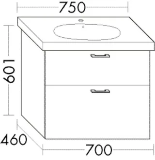 Burgbad Waschtischunterschrank Sys30 PG2 Echo 601x700x460 Weiß Matt, WVZB070464 WVZB070464