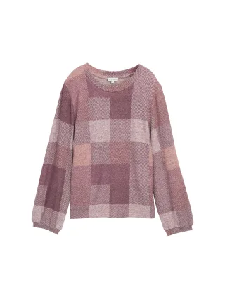 Tom Tailor - Langarmshirt mit Muster berry cosy check - Gr. - S