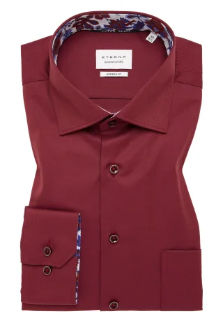 ETERNA - Cover Shirt Twill Langarm bordeaux - Gr. - 45/Langarm - 65cm