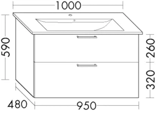 Burgbad Waschtischunterschrank Sys30 PG3 Diago 580x950x480 Grau Matt, WVBT095F3356 WVBT095F3356