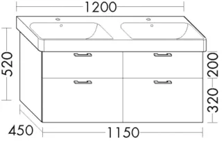Burgbad Waschtischunterschrank Sys30 PG3 Diago 520x1150x450 Marmor Dekor Naturgrau, WWIW115F5790 WWIW115F5790