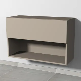Sanipa 4balance Anbauschrank mit 1 Auszug und 1 offenem Fach, Sandgrau-Matt, DL11167 DL11167