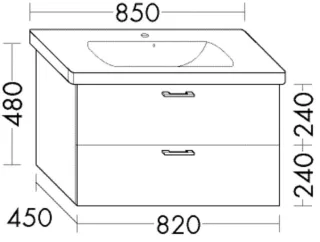 Burgbad Waschtischunterschrank Sys30 PG4 Sana 480x820x450 Weiß Ultramatt, WWLD082F5765 WWLD082F5765