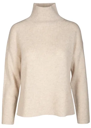 CLARINA - Stehbund-Pullover, 1/1 Arm,uni sand mel. - Gr. - 44