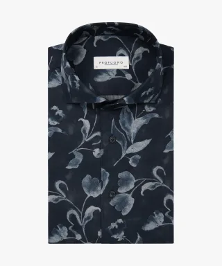 Profuomo - Gemustertes Hemd navy - Gr. - 39