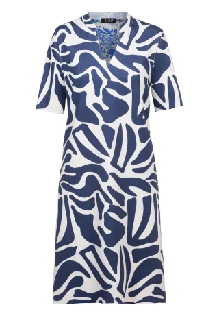 tuzzi - Kleid BEACH, PLEASE! mit Schlitz-Ausschnitt deep sea/ecru - Gr. - 44
