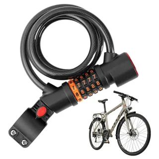 XANES Bicycle Steel Cable Lock 5 Digit Password High Security with Taillight Thicken Anti-Theft Safety Lock Motorcycle M