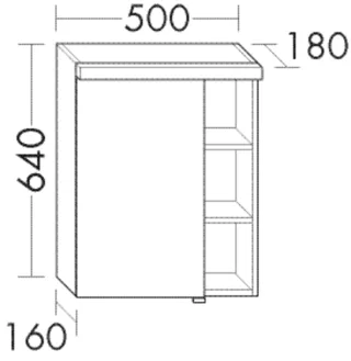 Burgbad Spiegelschrank Orell HGL 640x500x162 Grau Hochglanz, SPFQ050RF2661 SPFQ050RF2661