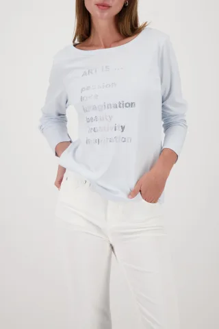 monari - Langarmshirt mit Schriftzug ice blue - Gr. - 46