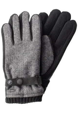 camel active - Handschuhe mit Lederriemen in Wolloptik cold grey melange - Gr. - L