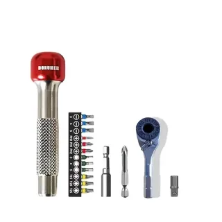 DONUMEH Ratchet Wrench 1/4 Hex Torque Screwdriver Set Stainless Steel Compact EDC Tool Quick Release Socket Wrench S2 St