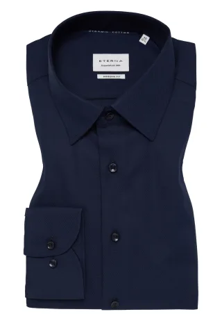 ETERNA - Hemd Dobbydesign Langarm navy - Gr. - 43/Langarm - 65cm