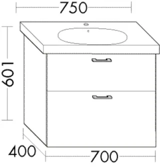 Burgbad Waschtischunterschrank Sys30 PG1 Aqua 601x700x400 Marone Dekor Trüffel, WVZJ070F1718 WVZJ070F1718
