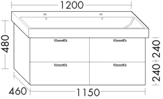 Burgbad Waschtischunterschrank Sys30 PG1 Aqua 480x1150x460 Eiche Dekor Cashmere, WUHX115F2240 WUHX115F2240