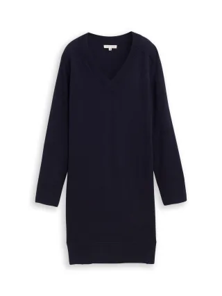 Tom Tailor - Strickkleid mit Kaschmir-Anteil knitted navy melange - Gr. - 44
