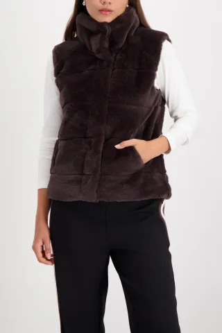 monari - Flauschige Weste brownie - Gr. - 40