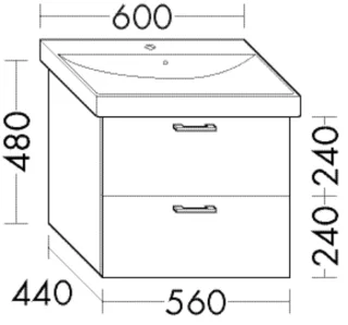 Burgbad Waschtischunterschrank Sys30 PG4 Sana 480x560x450 Weiß Ultramatt, WVPY056F5765 WVPY056F5765